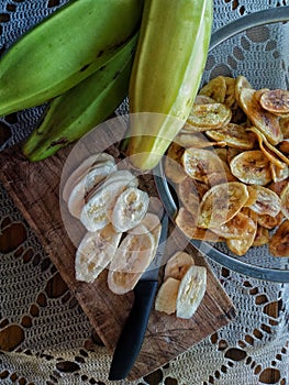 banana crackers slice musa paradisiaca photo