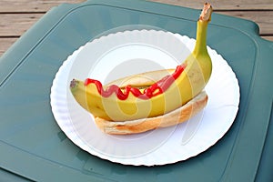 Banana dog with Ketchup