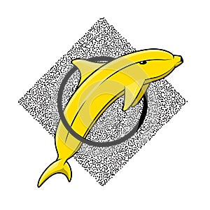 Banana dolphin style dot work. Sketch tattoo