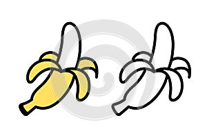 Peeled banana cartoon doodle icon