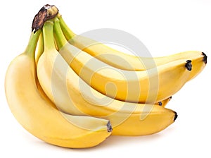 Banana fruits on over white.