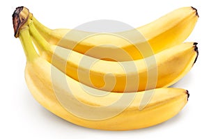 Banana fruits over white.