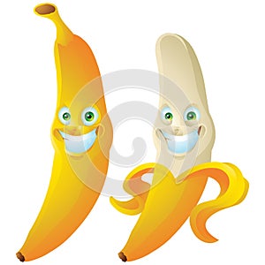 Banana grin face expression cartoon character isolated photo