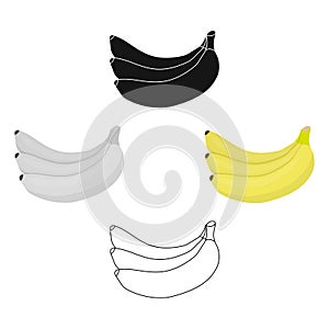 Banana icon cartoon,black. Singe fruit icon from the food cartoon,black.