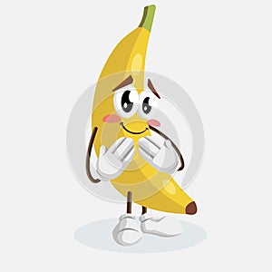 Banana logo mascot ashamed pose
