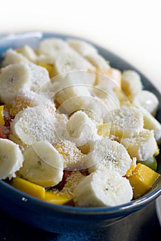 Banana and mango fruit salad