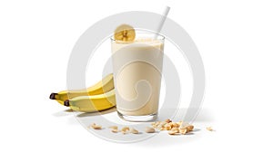 Banana milkshake with a sprinkle of nuts