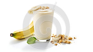 Banana milkshake with a sprinkle of nuts