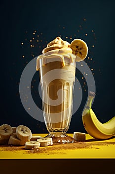 Banana milkshake on table