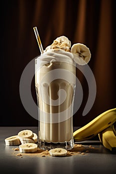 Banana milkshake on table