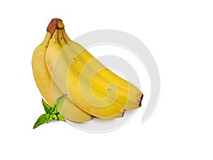Banana and mint leaf isolated in white background