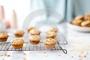 banana nut muffins on a wire cooling rack