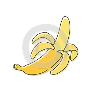 Banana One line drawing on white background