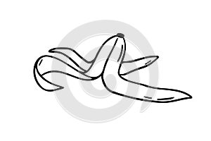 banana peel doodle hand drawn icon. Outline drawing banana peel line clipart symbol photo