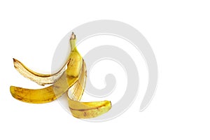 Banana peel on white background