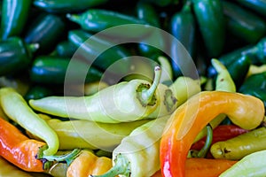 Banana peppers at a product stand