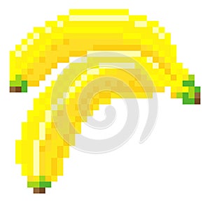 Banana Pixel Art 8 Bit Video Game Fruit Icon