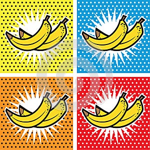 Banana pop art set backgrounds