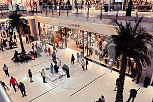 Banana Republic, The Dubai Mall, United Arab Emirates, May 2019 - Front view store opening of Banana Republic clothes store. A