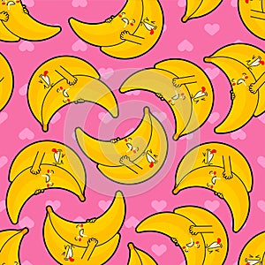 Banana sex pattern seamless. Bananas intercourse background. Fruits reproduction ornament. vector texture