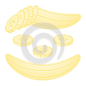 Banana slices isolated on white