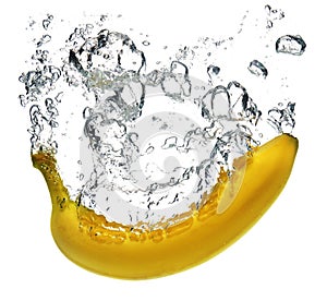 Banana splashing into water