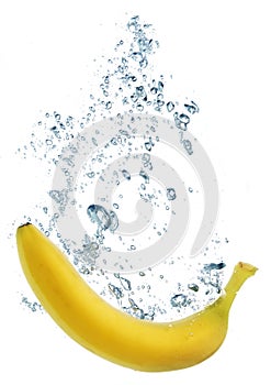 Banana splashing into water