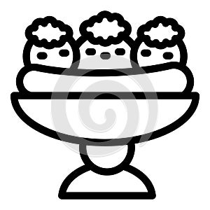 Banana split confection icon outline vector. Whipped cream topping