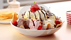 Banana split sundae ice cream