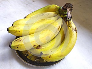 Banana on  steel plate.