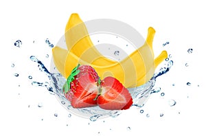 Banana and strawberry splash water