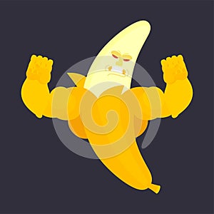 Banana Strong Cool serious. Fruit powerful strict. Vector illustration