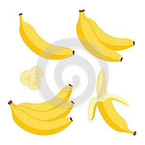 Banana vector cartoon isolated icon. Flat banana logo clipart object fruit bunch photo