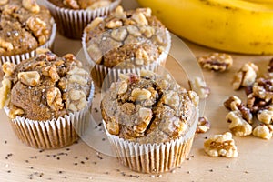 Banana Walnut and Chia Seed Muffins