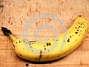Banana yellow fruit on the kitchen table
