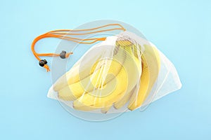 Bananas in eco-friendly mesh bag