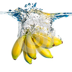 Bananas falling in water