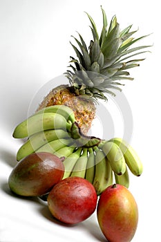 Bananas and mangoes photo