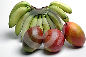 Bananas and mangoes photo