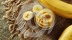 bananas and mashed bananas. selective focus