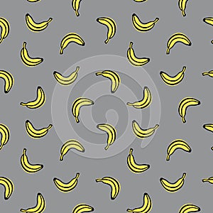 Bananas seamless vector pattern. Colors of the year 2021.