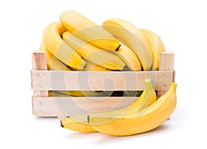 Bananas in wooden crate