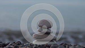 Bananced stones at stone beaches near sea