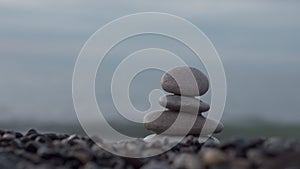 Bananced stones at stone beaches near sea
