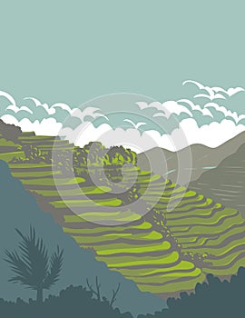 Banaue Rice Terraces of Ifugao Province Luzon Philippines WPA Art Deco Poster photo