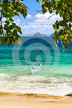 Banca boat at a beautiful beach in Cagnipa Island, Philippines