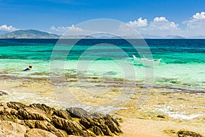 Banca boat at a beautiful beach in Cagnipa Island,Philippines