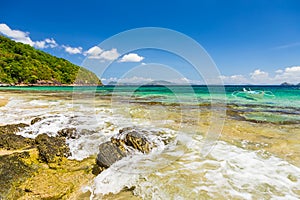 Banca boat at a beautiful beach in Cagnipa Island,Philippines