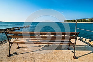 Banch at resort beach Novigrad Cittanova