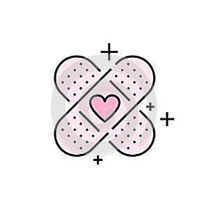 Band aid heart line icon
